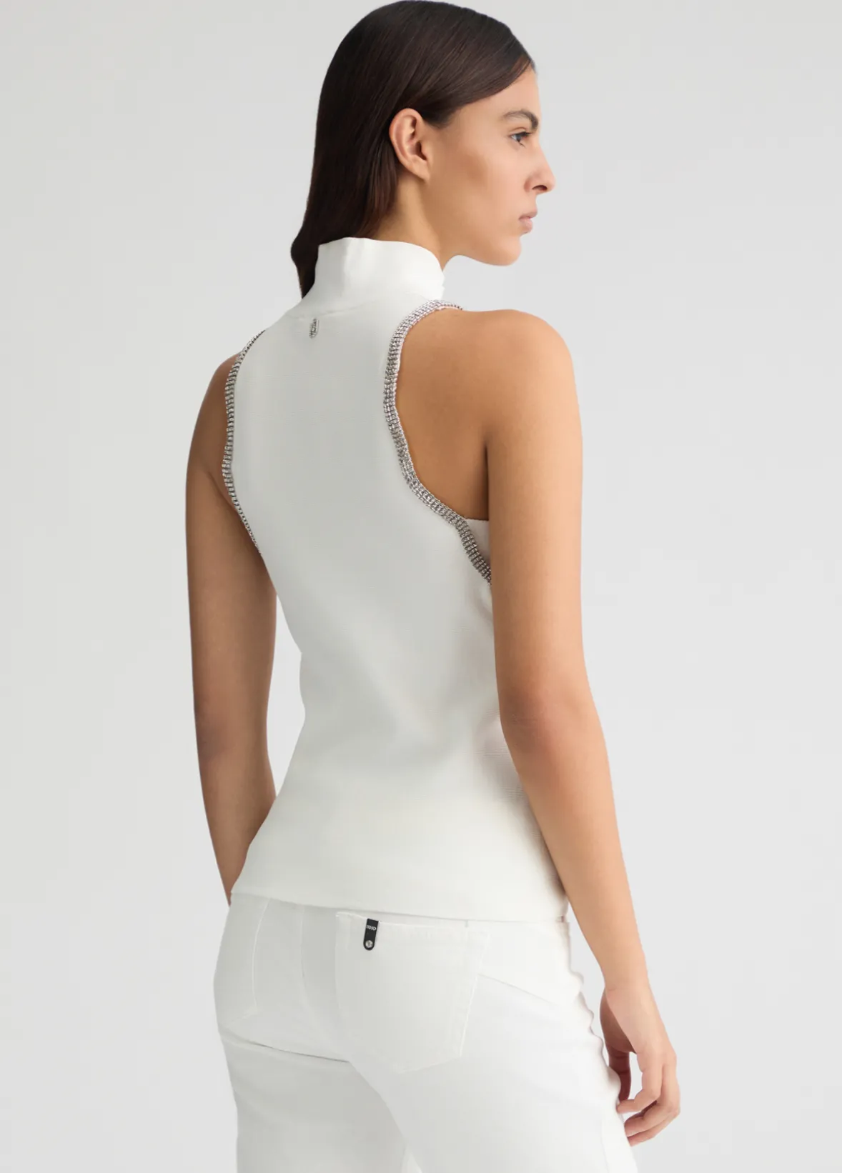Top in maglia con strass