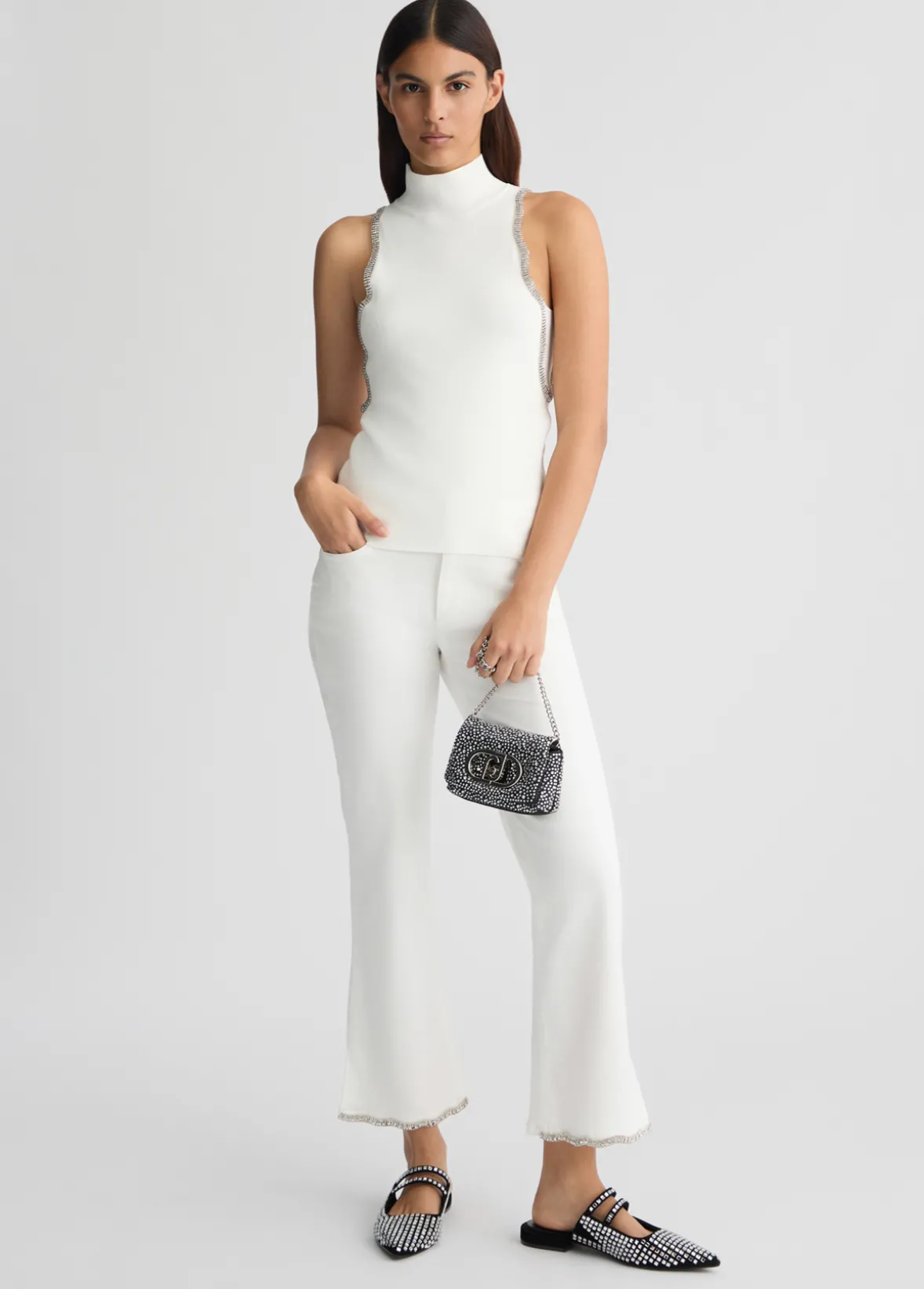 Top in maglia con strass