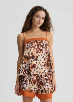 Top in raso animalier