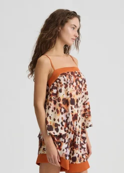 Top in raso animalier
