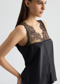 Top in raso con pizzo