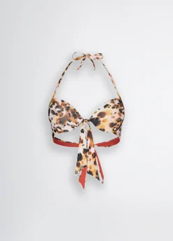 Top push-up da mare con stampa animalier