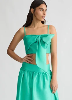 Top turchese con fiocco