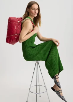 Tote bag media matelassé con charm