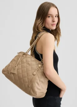 Tote bag media matelassé con charm