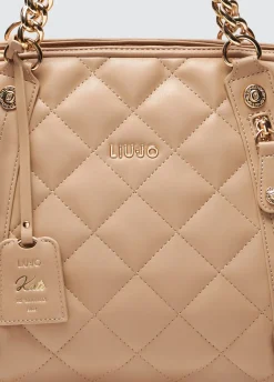 Tote bag media matelassé con charm
