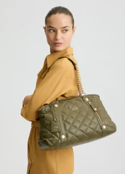 Tote bag media matelassé con charm