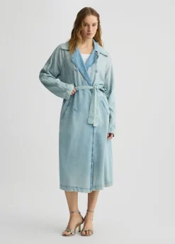 Trench in denim con strass