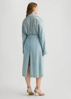 Trench in denim con strass