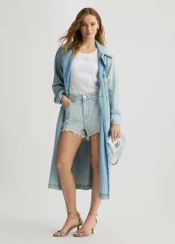 Trench in denim con strass