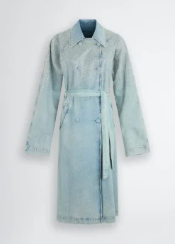 Trench in denim con strass