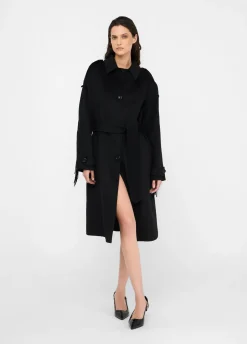Trench in lana con frange