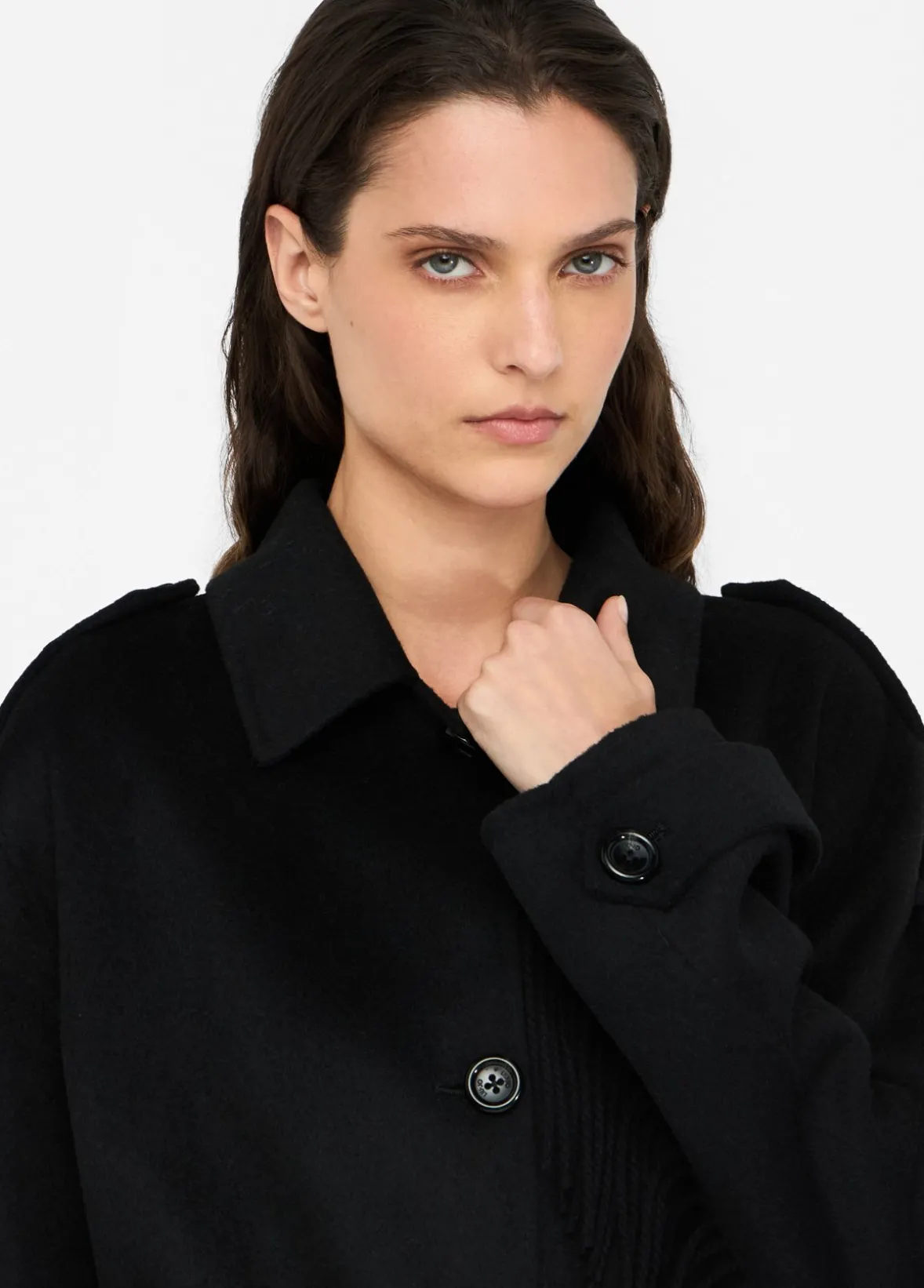Trench in lana con frange
