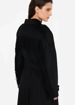 Trench in lana con frange