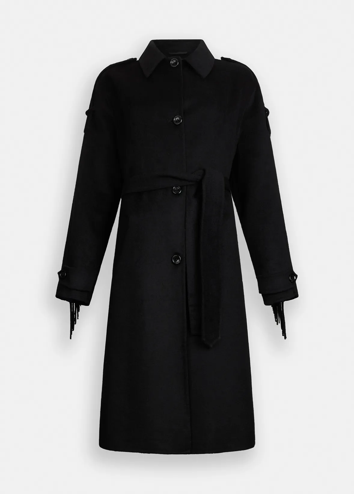 Trench in lana con frange