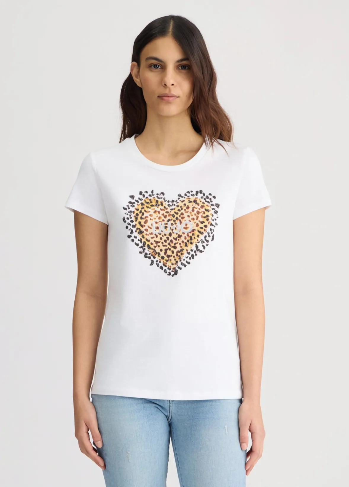 T-shirt con cuore animalier