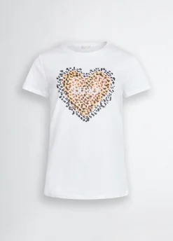 T-shirt con cuore animalier