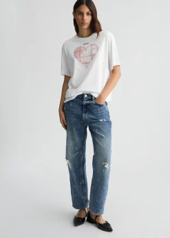 T-shirt con cuore e strass