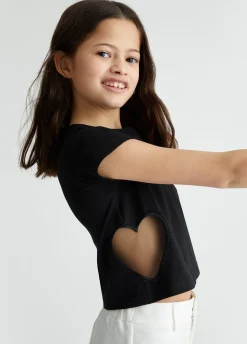 T-shirt con cuore in tulle