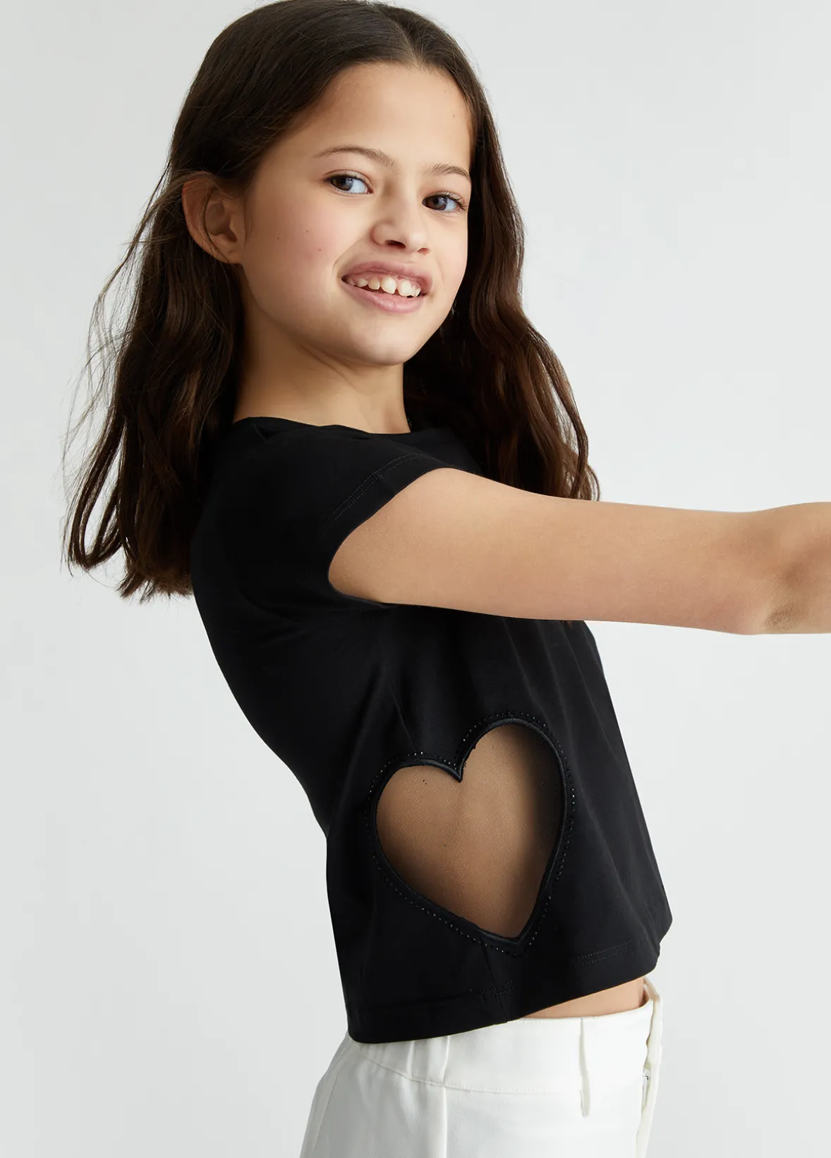 T-shirt con cuore in tulle