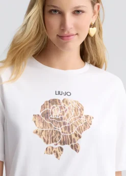 T-shirt con fiore animalier