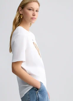 T-shirt con fiore animalier