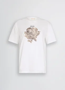 T-shirt con fiore animalier