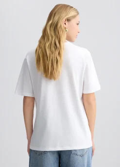 T-shirt con fiore e strass