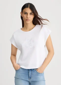 T-shirt con logo e strass