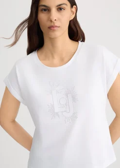 T-shirt con logo e strass