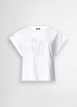 T-shirt con logo e strass