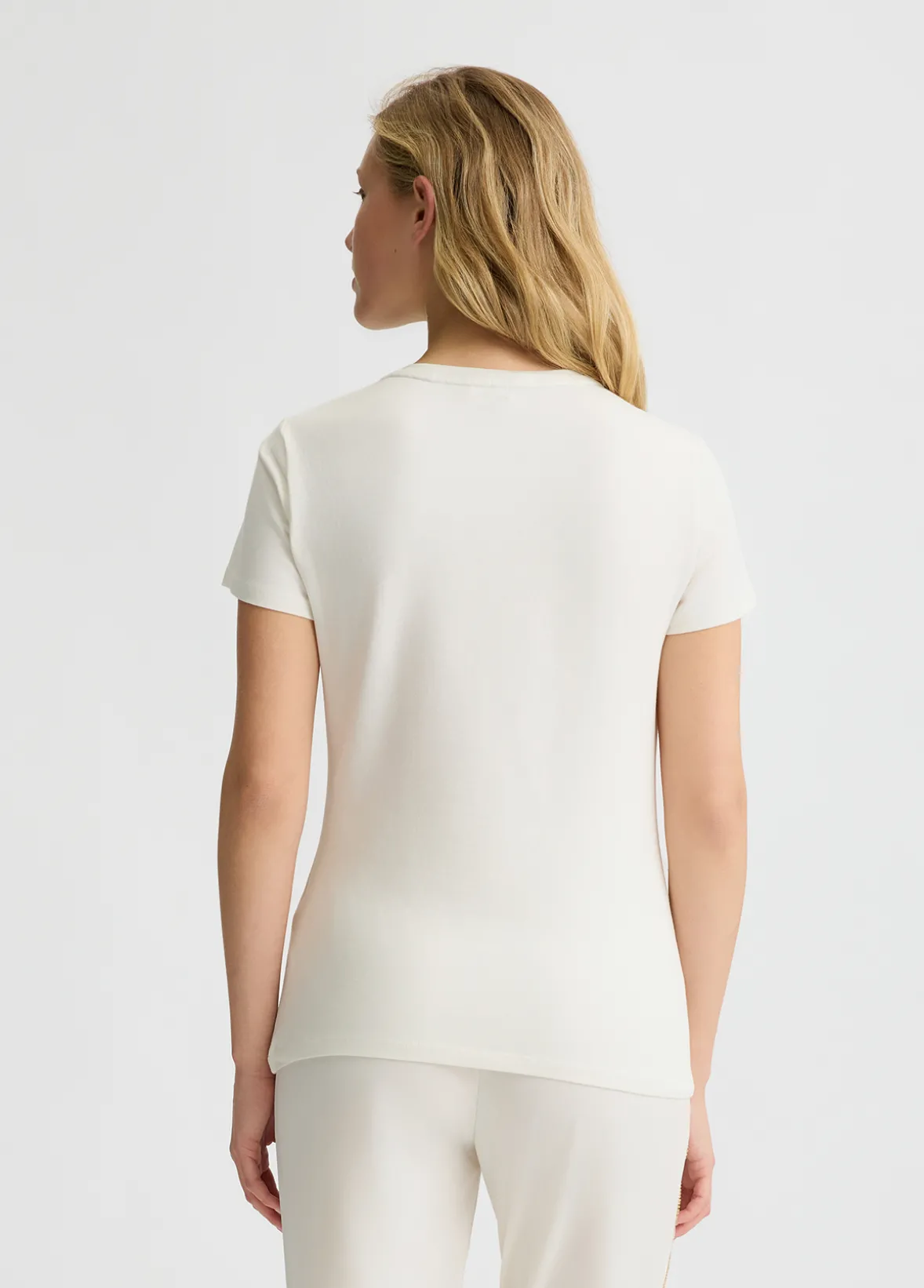 T-shirt con logo e strass