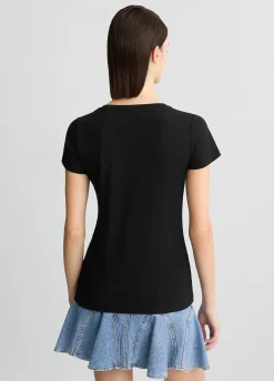 T-shirt con logo e strass