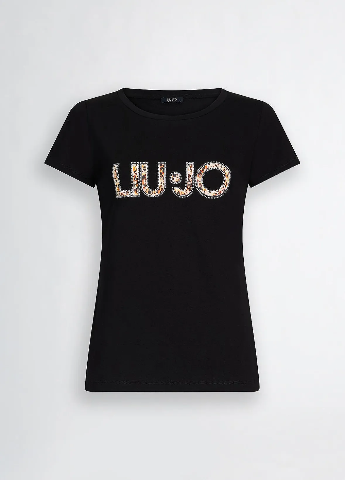 T-shirt con logo e strass