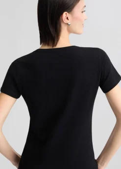 T-shirt con logo e strass