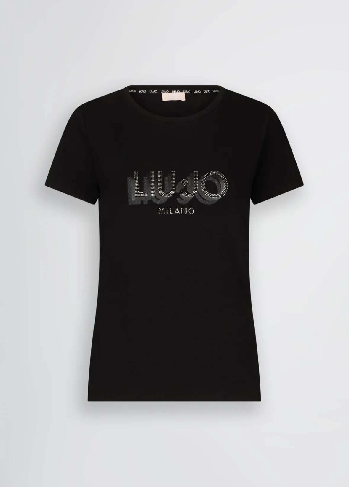 T-shirt con logo e strass