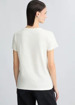 T-shirt con logo e strass