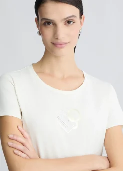 T-shirt con logo e strass