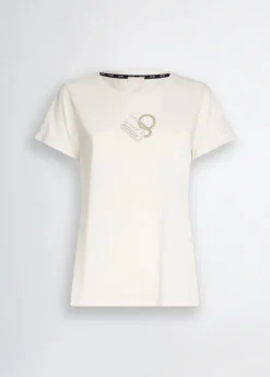 T-shirt con logo e strass