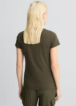 T-shirt con logo e strass