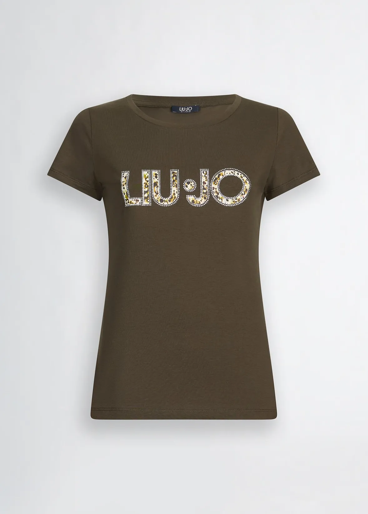 T-shirt con logo e strass