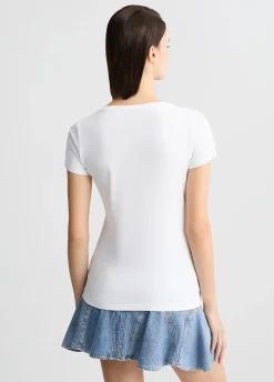 T-shirt con logo e strass