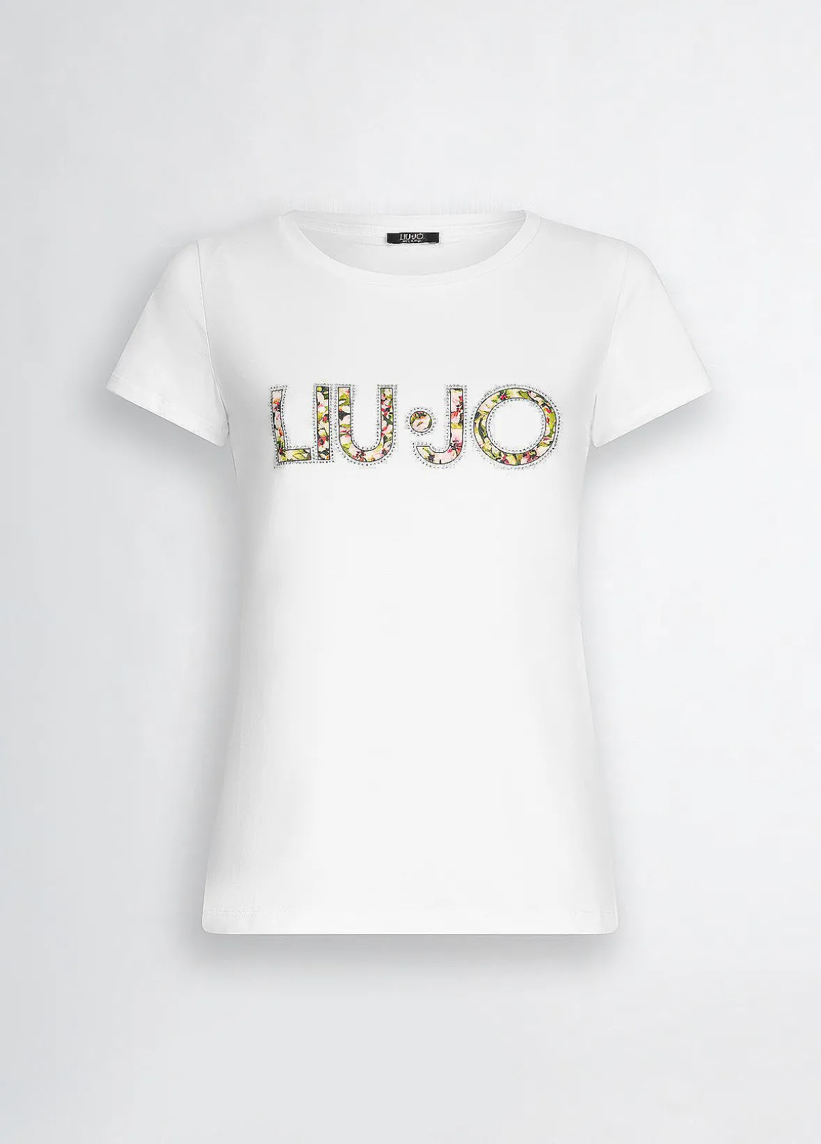 T-shirt con logo e strass
