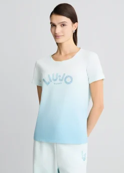 T-shirt con logo e strass