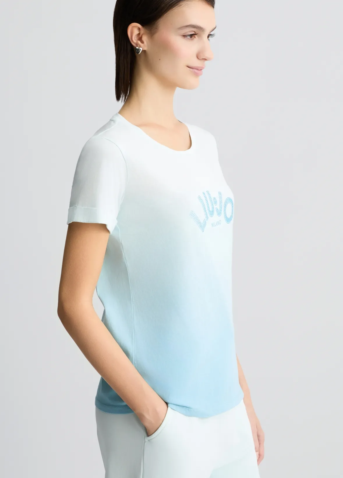 T-shirt con logo e strass