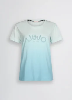 T-shirt con logo e strass