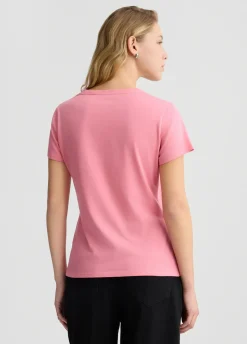T-shirt con logo e strass