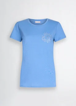 T-shirt con logo e strass