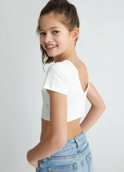 T-shirt con logo e strass