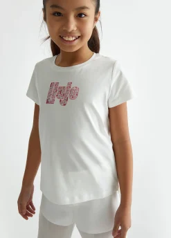 T-shirt con logo e strass